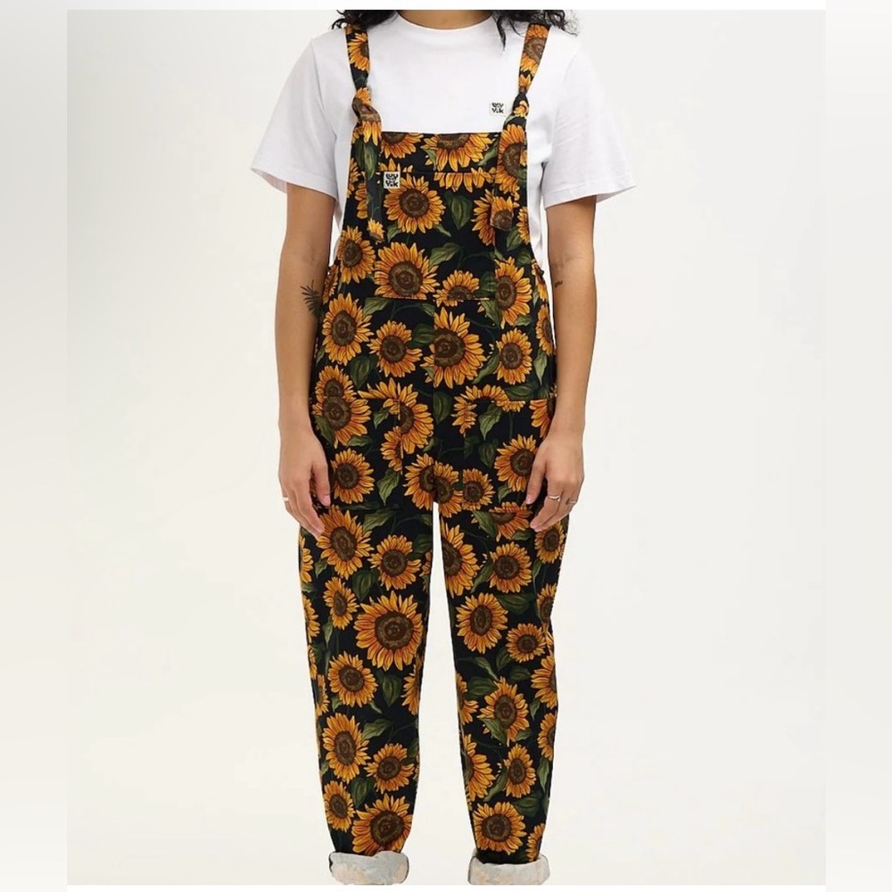 Lucy and Yak Original Dungaree Organic Twill - Sunflower Print Size US 6 LONG
